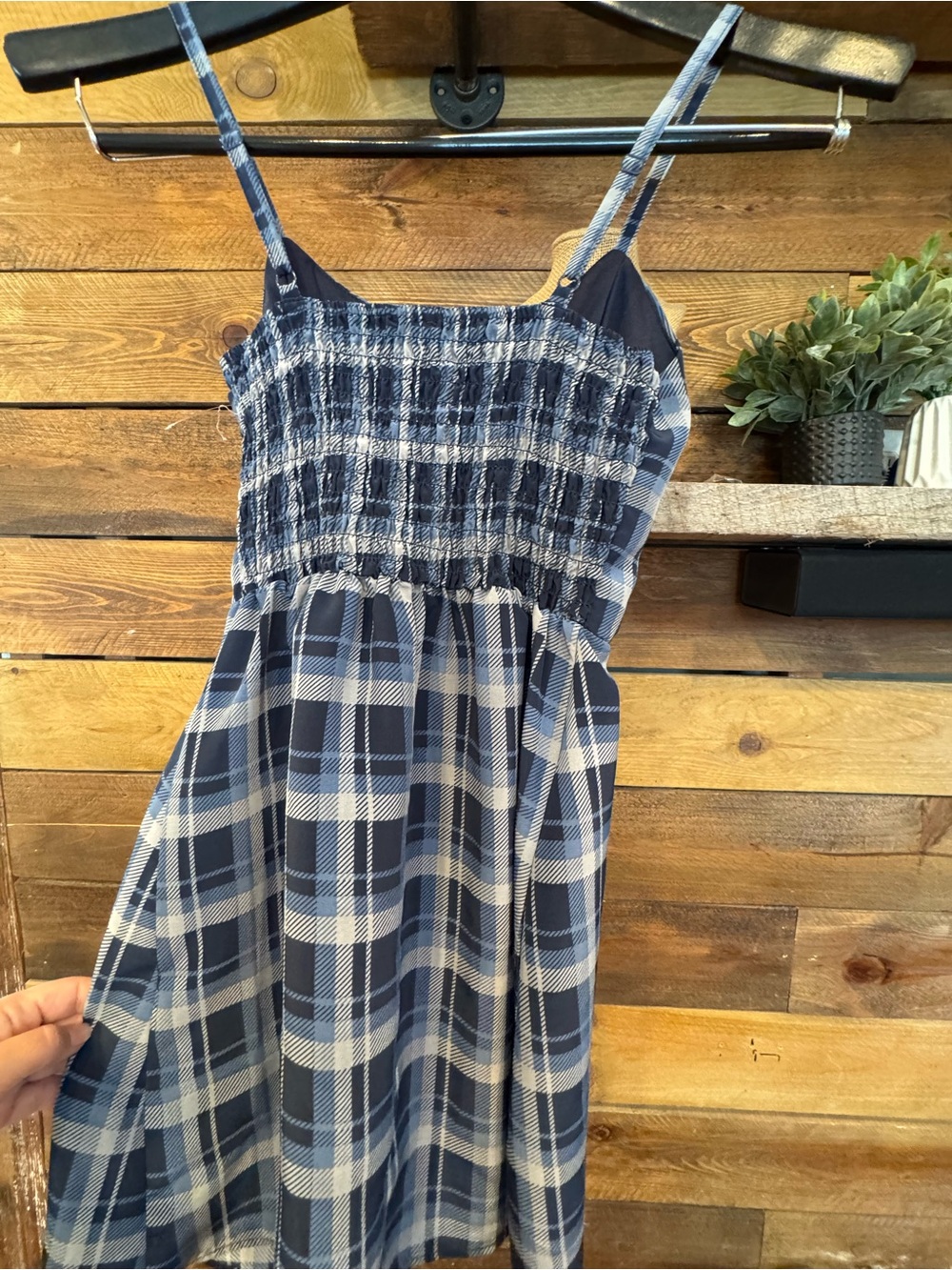 Lily Rose Blue and White Plaid Spaghetti Strap Mini Dress - Picture 3 of 3